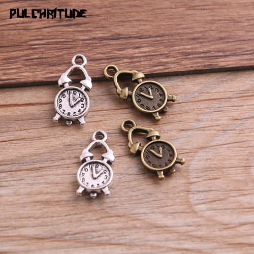 20PCS 9*18mm Two Color Vintage Metal Zinc Alloy Steampunk Clock Charms Fit Jewelry Pendant Charms Makings 8